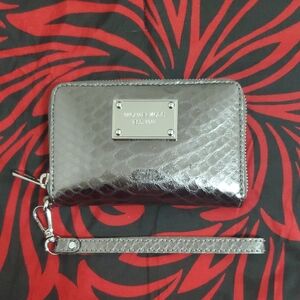 Michael Kors Metallic Silver Snake Print Wallet Wristlet
